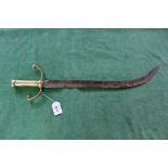 An unusual brass hilted short sword with curved blade,