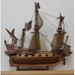 A wooden model galleon