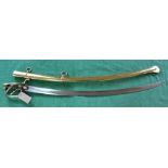 A French Hussar Troopers sword (1801-15) with 'gilded' scabbard (and as found)