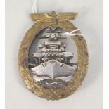 A Third Reich era High Seas Fleet badge, maker marked FEC.