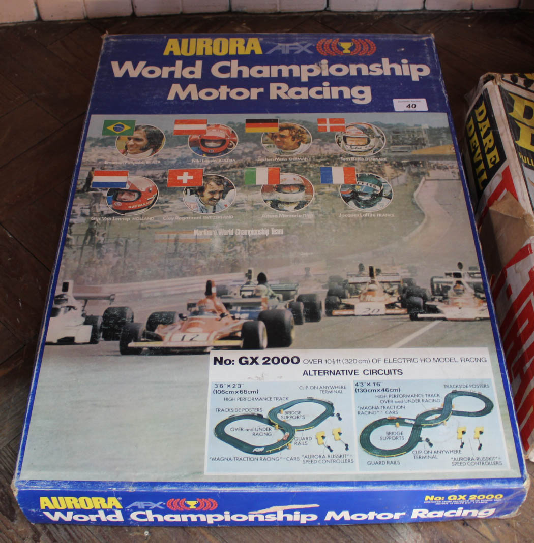 Boxed Aurora World Championship racing set