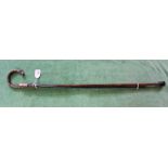 A swagger stick (Royal West Kent Reg't) with a silver mounted walking cane