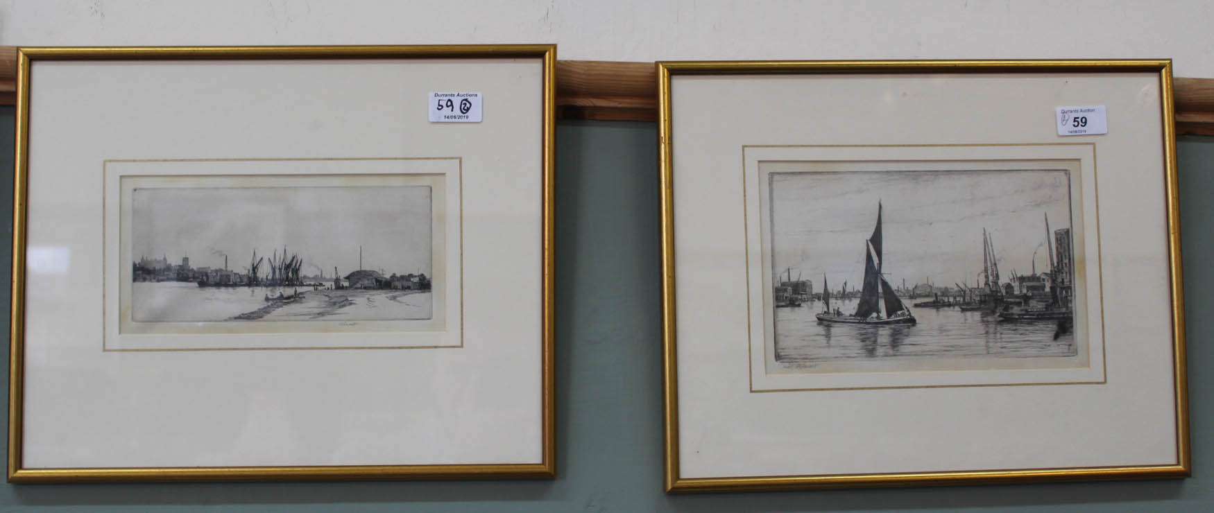 D I Smart, two etchings of London views,