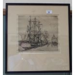 Rowland Fisher etching of Yarmouth South Quay,