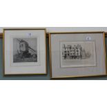 An etching of Garboldisham Mill plus one other by A Hugh Fisher Oxford, Old Houses,