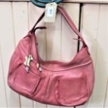 A Radley pink leather handbag plus a Laura Ashley bag in green leather