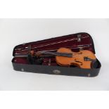 A cased Lutherie Artistique Jean-Baptiste Colin Année 1905 violin plus two bows