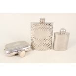 Two silver plated plus one pewter hip flasks