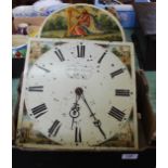 A 19th Century painted arched dial long cased clock movement by R Morland,