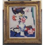 Limited edition print, 129/250 of a vase of flowers 'Peploe' in ornate gilt frame,