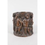 A French bronze vase with multiple relief cherub decoration (indistinctly signed)