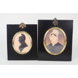 A Victorian portrait miniature of a lady plus a silhouette