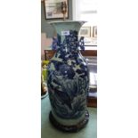 A 19th Century Chinese bird and floral vase converted to lamp (top repairs),