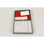 A mother of pearl bird and floral card case in coronet marked outer case with paper labels,