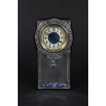 An Art Nouveau silver enamel clock,