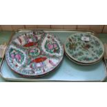 Two Chinese Celadon plates plus two modern plates