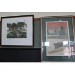 J W Winkelman limited edition etching 'Winter Morning' plus Walter Meadows 'Garden'