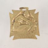 A Lalique brass plaque marked Orphelinat Des Armees (produced in 1915 as part of The War Effort)