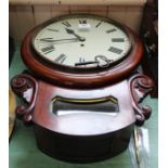 A mahogany drop dial wall clock with fusee movement