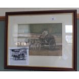 A watercolour of a donkey carriage and other pictures plus Frederick Norton Lowestoft tobacconist