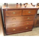 A Victorian mahogany chest of five drawers with later added handles and adapted bottom drawer