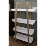 A modern white and beech shelving unit