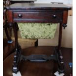 A Victorian rosewood work table with single drawer