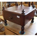 A Victorian mahogany whatnot base converted into a low stand with a drawer