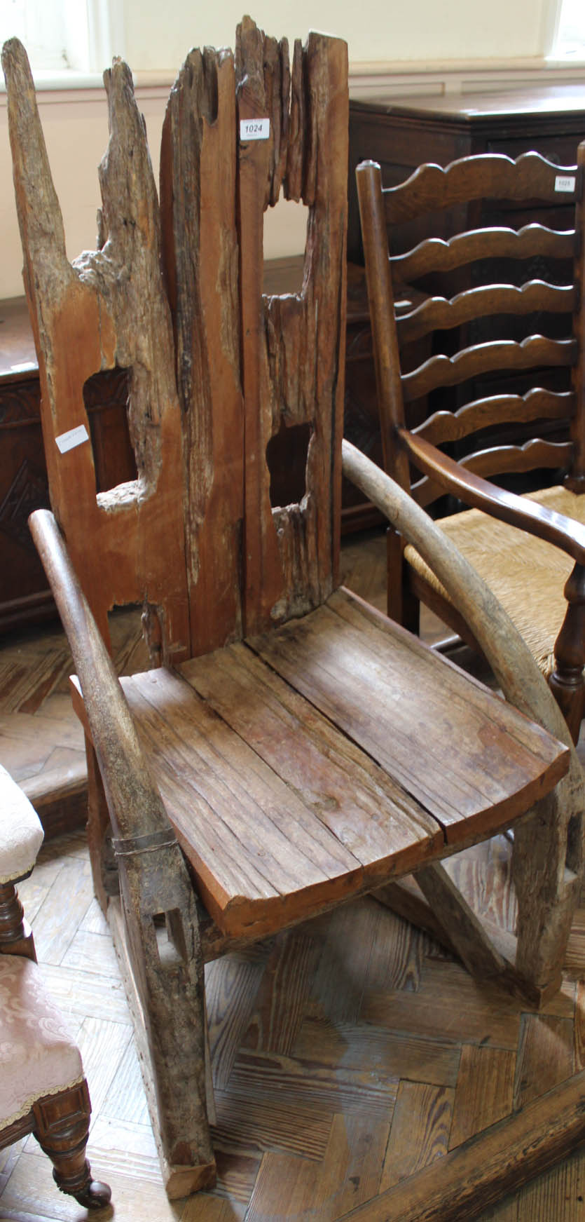 An unusual Indonesian style drift wood armchair