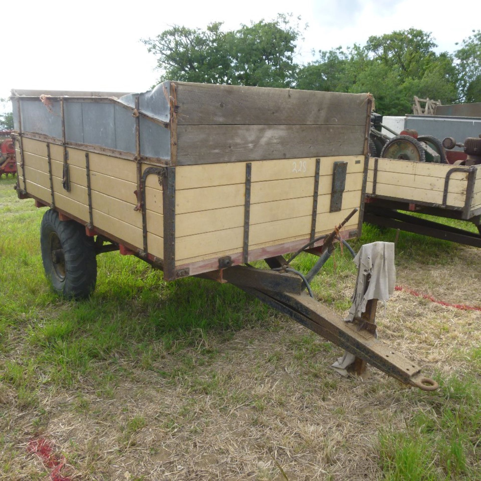 2 wheel wooden tipping trailer,