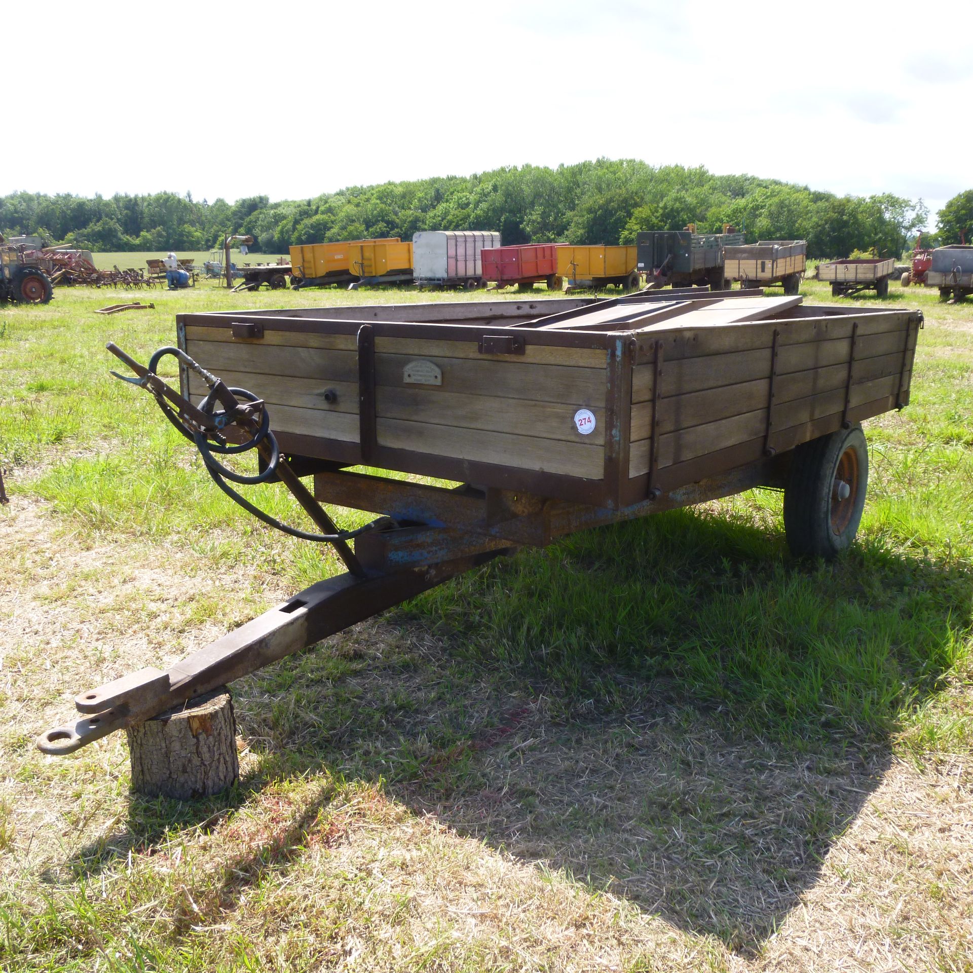 Wheatley 3T tipper trailer, with metal extension sides, wooden body, excellent condition,