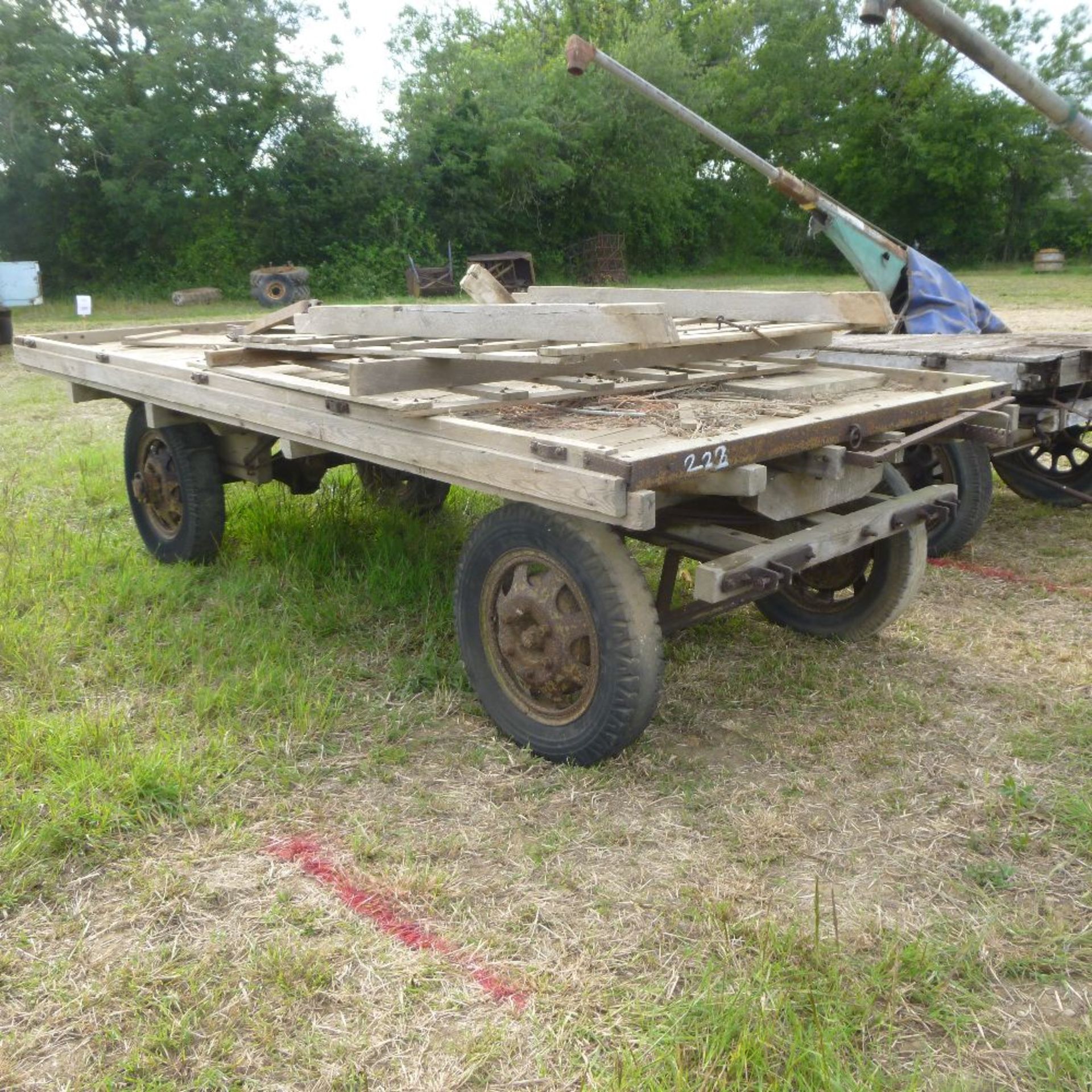 4 wheel wooden straw trailer 14'6” - Image 2 of 2