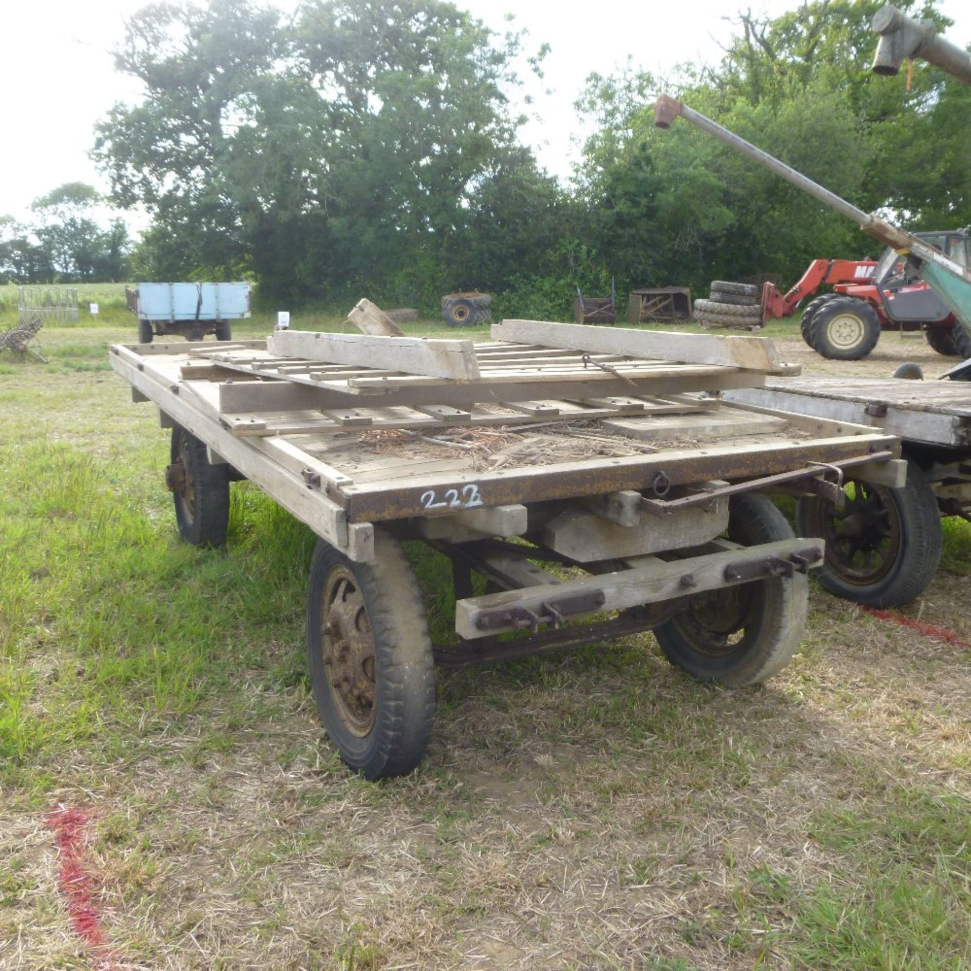 4 wheel wooden straw trailer 14'6”