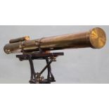 A mahogany cased Ross of London 3" brass telescope with lenses,