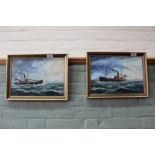 Roger Bedingfield two oils on board of steam drifters, 'The Sara Hyde' and 'Coast Breeze',