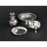 A silver pin dish, small silver bon bon dish,