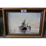 Joe Crowfoot four oils on board of Lowestoft fishing vessels,