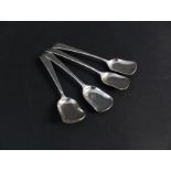 Four silver shovel salt spoons (Victorian and Georgian)