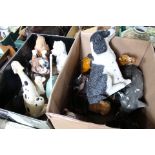 Various large animal ornaments including a plaster elephant and leather camel (two boxes)