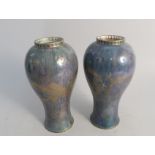 A pair of Wedgwood lustre vases with gold dragon decoration,