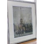 L S Lowry limited edition unsigned print, 'St Lukes', 12/1500,