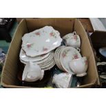 A Bell china rose decorated part tea set plus Victorian and other china,