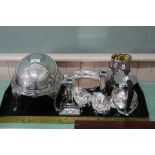 A silver plated bacon revolving dish,