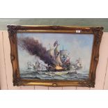 Joe Crowfoot oil on canvas, Battle of Sole Bay,