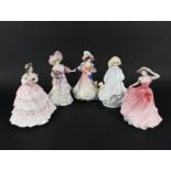 Five Royal Doulton figurines, Ellen HN 3992, Red Red Rose HN 3994, Hope HN 3061,