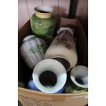 Various modern vases plus other china and glass (three boxes)