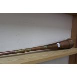 An antique Cromer to London seamed copper and brass coaching horn with applied Coat of Arms and