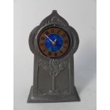 An Art Nouveau pewter mantel clock, Serial No.