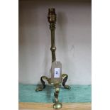 A brass Pullman table lamp on tripod base,