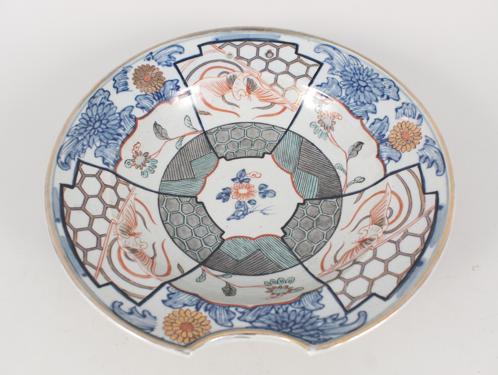 A Chinese polychrome floral barbers bowl,